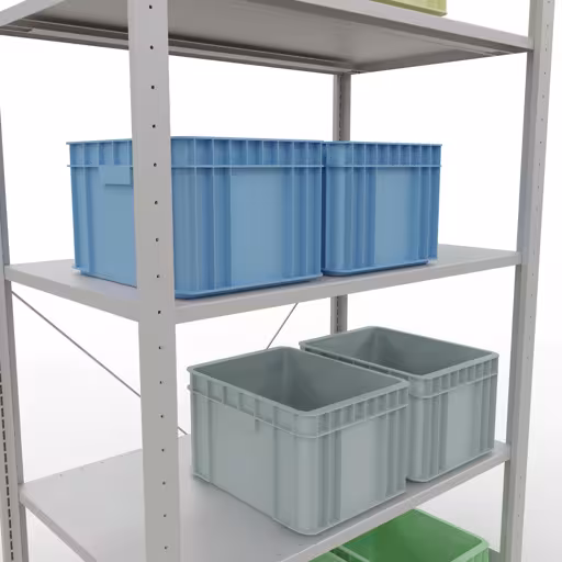 Figuur nr. 14 van het artikel basisplank, legbord, insteeksysteem MULTIplus150, 2000 x 1000 x 600 mm, 5 legborden, kruisschoor, RAL 7035 lichtgrijs uit de productgroep insteeksysteem van Schulte Lagertechnik.