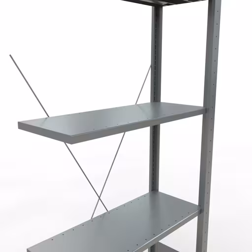 Extra afbeelding van het artikel Aanbouwplank, legplank, insteeksysteem MULTIplus150, 2000 x 750 x 300 mm, 5 legborden, kruisschoor, verzinkt vanaf opzetplank