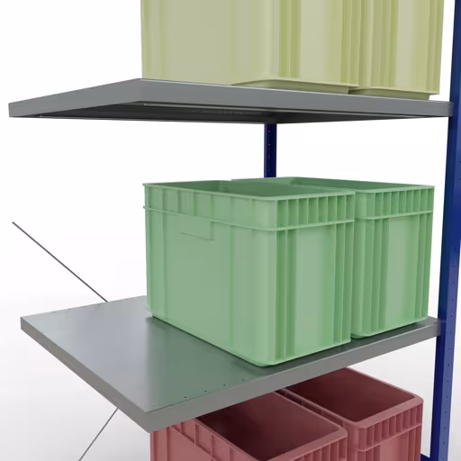 Extra afbeelding van het artikel Aanbouwplank, legplank, insteeksysteem MULTIplus330, 2000 x 1000 x 800 mm (HxBxD), 5 legborden, kruisschoor, RAL 5010 gentiaanblauw/verzinkt vanaf opzetplank
