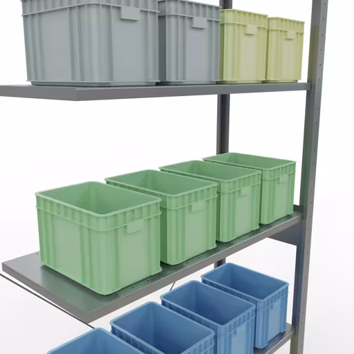 Productafbeelding nr. 12 van het artikel Aanbouwrekken, legbordstellingen, insteeksysteem MULTIplus150, 2500 x 1000 x 400 mm (HxBxD), 6 legborden, kruisschoor, verzinkt Figuur nr. 12 van het artikel aanbouwrekken, legbordstellingen, insteeksysteem MULTIplus150, 2500 x 1000 x 400 mm, 6 legborden, verzinkt uit de productgroep insteeksysteem van het merk Schulte Lagertechnik.