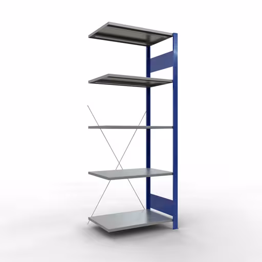 Productafbeelding nr. 11 van het artikel aanbouwplank, legbord, insteeksysteem MULTIplus150, 2000 x 750 x 500 mm, 5 legborden, RAL 5010 gentiaanblauw/verzinkt/verzinkt uit het insteeksysteem-assortiment van Schulte Lagertechnik