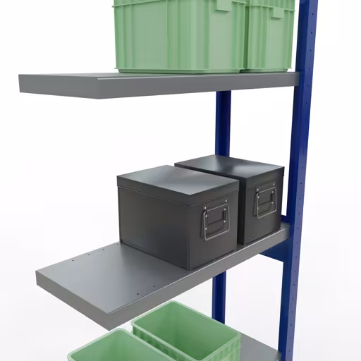 Figuur nr. 13 van het artikel aanbouwrekken, legbordstellingen, insteeksysteem MULTIplus250, 2500 x 750 x 300 mm, 6 legborden, lengtestangen, RAL 5010 gentiaanblauw/verzinkt/verzinkt uit de productgroep insteeksysteem van Schulte Lagertechnik.