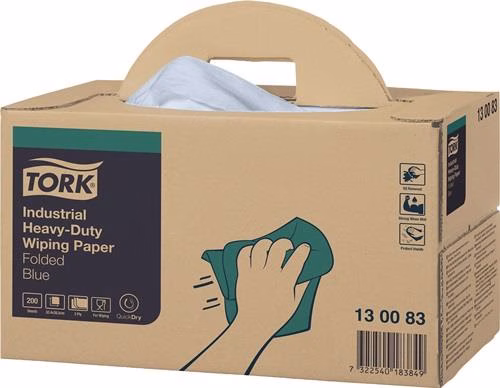 Schoonmaakdoek TORK 130083, lengte ca. 324 mm x breedte ca. 385 mm, blauw, 3-laags, met TORK-reliëf, uit de categorie schoonmaak- en poetsdoeken, handdoeken, handdoekrollen, met artikelnummer 9000469170