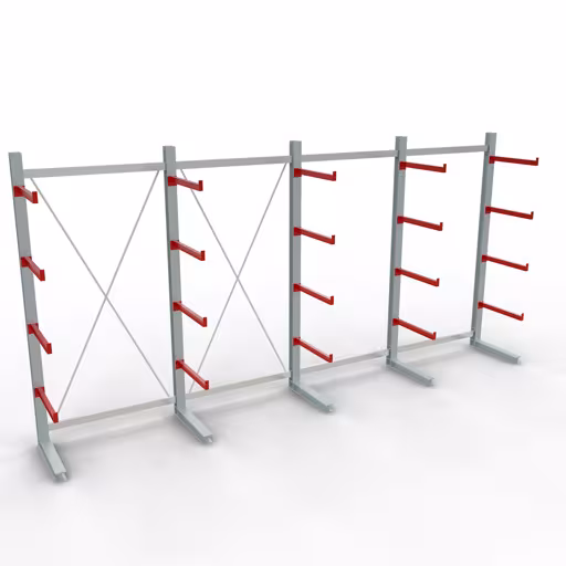 K 6000 compleet legbord, eenzijdig, 3000 x 6000 x 750 mm, RAL 7001 / RAL 3000, 5 opslagniveaus, K6000 voor zware goederen, art.nr. 28709