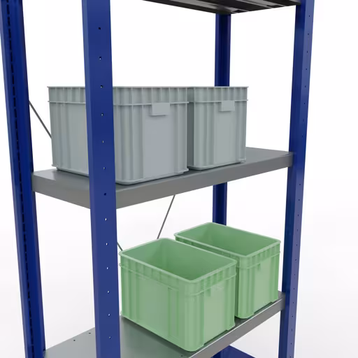 Basisplank, legplank, insteeksysteem MULTIplus250, 2000 x 750 x 300 mm (HxBxD), 5 legborden, kruisschoor, RAL 5010 gentiaanblauw/verzinkt/verzinkt uit de categorie basisplanken met de GTIN 4004514281937 Basisplank, legbord, insteeksysteem MULTIplus250, 2000 x 750 x 300 mm, 5 legborden, kruisschoor, RAL 5010 gentiaanblauw/verzinkt/verzinkt van Schulte Lagertechnik uit het plug-in systeem-assortiment