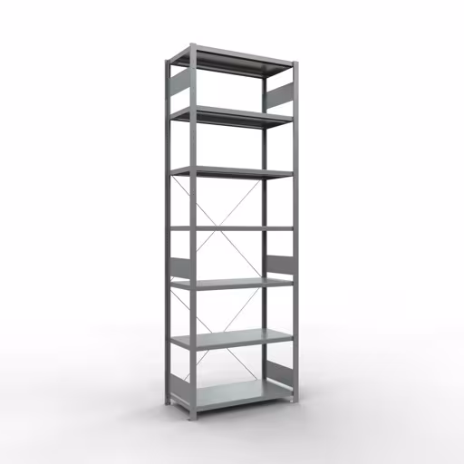 Figuur nr. 15 van het artikel basisrek, legplank, insteeksysteem MULTIplus330, 3000 x 1000 x 500 mm, 7 legborden, kruisschoor, verzinkt uit de insteeksysteem productgroep van Schulte Lagertechnik.