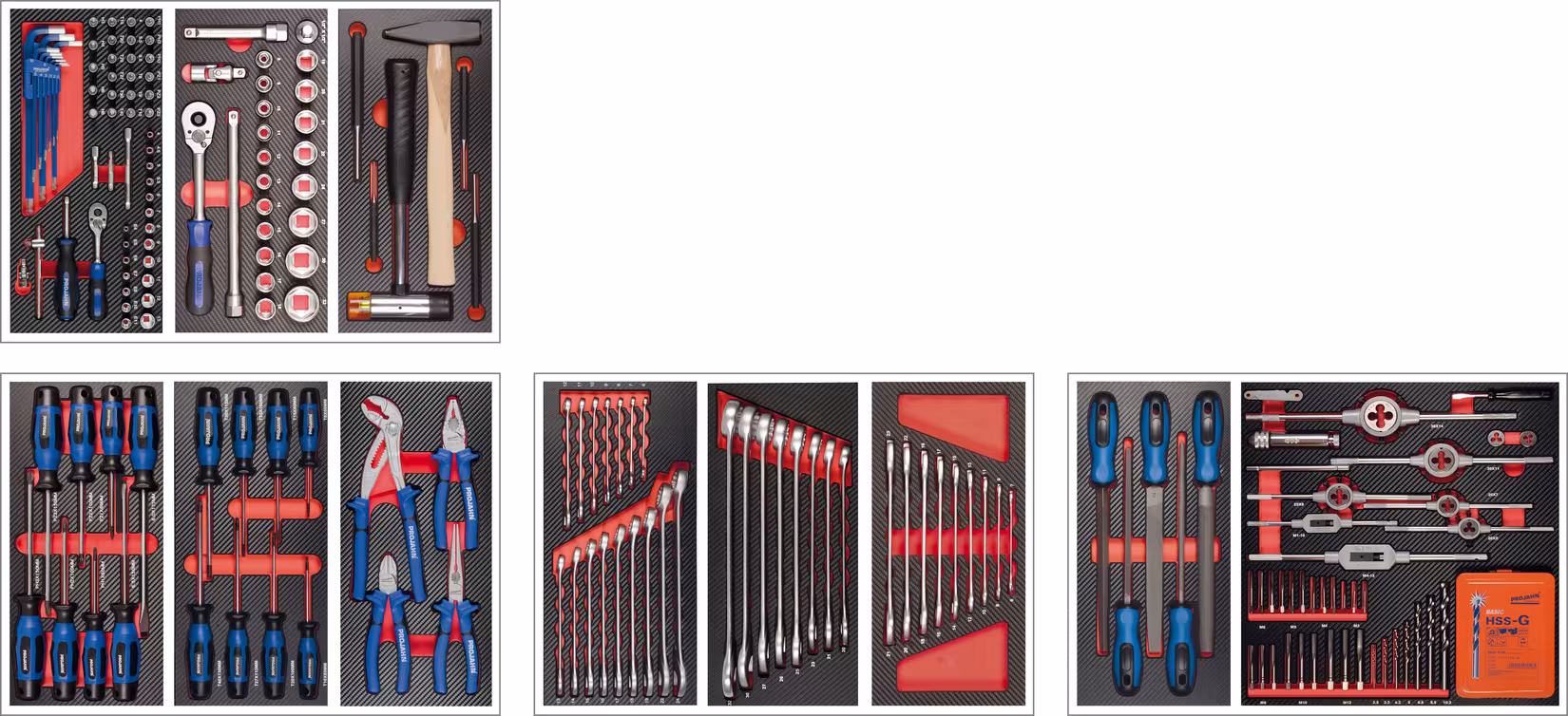 Werkplaatswageninrichting voor 4 laden, 210-delig, organisatiesystemen & werkplaatswagens, art.nr. 5995-021