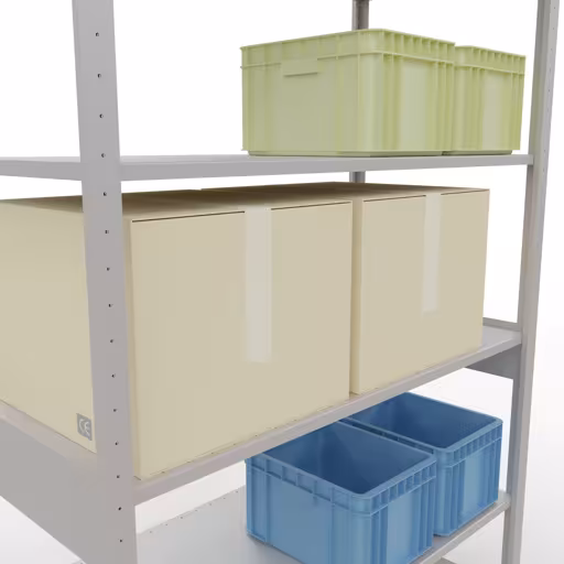 Productafbeelding nr. 12 van het artikel basisplank, legbord-insteeksysteem MULTIplus150, 2500 x 1300 x 600 mm, 6 legborden, RAL 7035 lichtgrijs uit het insteeksysteem-assortiment van Schulte Lagertechnik