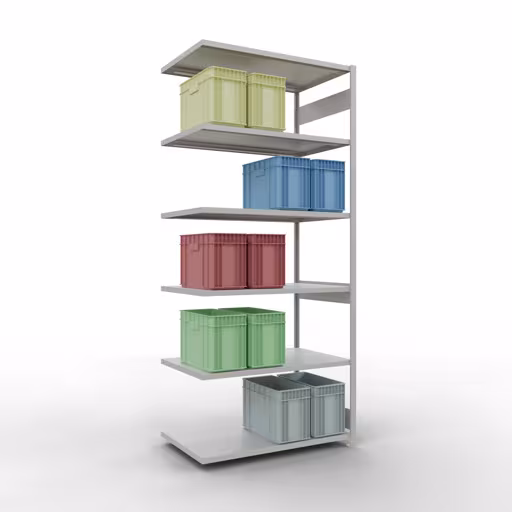 Productafbeelding nr. 14 van het artikel Aanbouwrekken, legbordstellingen, insteeksysteem MULTIplus250, 3000 x 1300 x 800 mm (HxBxD), 7 legborden, lengtestangen, RAL 7035 lichtgrijs Afbeelding nr. 14 van het artikel aanbouwrekken, legbordstellingen, insteeksysteem MULTIplus250, 3000 x 1300 x 800 mm, 7 legborden, lengtestangen, RAL 7035 lichtgrijs uit de productgroep insteeksysteem van Schulte Lagertechnik