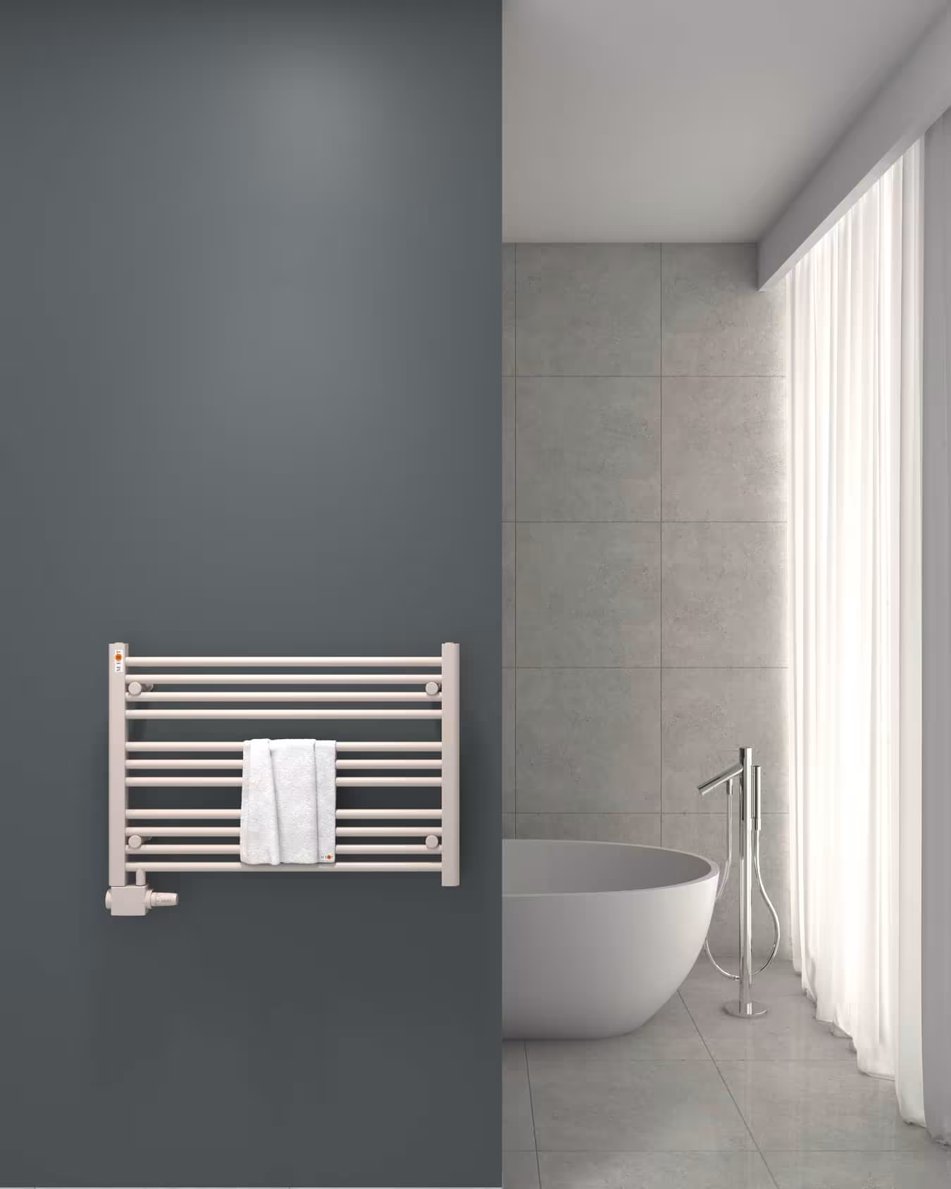 Vervangende badkamerradiator wit recht, 800 x 550 mm, offset middenaansluiting links of rechtsonder van MERT MERT vervangende badkamerradiator wit recht, versprongen middenaansluiting links of rechts onder, vervangende radiator, art.nr. 1-80x055-AU-50