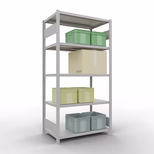 Figuur nr. 15 van het artikel basisplank, legbord, insteeksysteem MULTIplus330, 2000 x 1000 x 600 mm, 5 legborden, lengtestangen, RAL 7035 lichtgrijs uit de productgroep insteeksysteem van Schulte Lagertechnik.