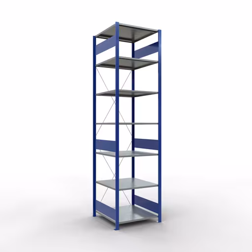 Basisplank, legbord, insteeksysteem MULTIplus150, 3000 x 750 x 800 mm, 7 legborden, RAL 5010 gentiaanblauw/verzinkt/verzinkt van Schulte Lagertechnik met artikelnr. 12782-75-B