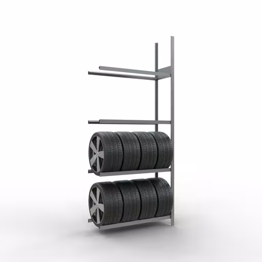 Figuur nr. 9 van het artikel aanbouwrek, wielen-/bandenrek, 2750 x 1150 x 400 mm, verzinkt, 4 opslagniveaus met 150 kg vakbelasting per niveau uit de productgroep stellingrekken van het merk Schulte Lagertechnik.