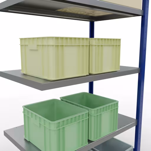 Aanbouwrekken, rekken, insteeksysteem MULTIplus250, 2000 x 1000 x 600 mm (HxBxD), 5 legborden, lengtestangen, RAL 5010 gentiaanblauw/verzinkt uit de categorie aanbouwrekken met GTIN 4004514283801 Aanbouwrekken, rekken, insteeksysteem MULTIplus250, 2000 x 1000 x 600 mm, 5 legborden, lengtestangen, RAL 5010 gentiaanblauw/verzinkt van Schulte Lagertechnik uit het assortiment insteeksysteem