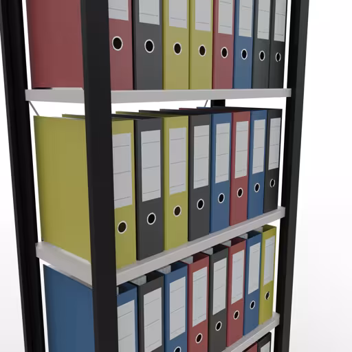 Figuur nr. 10 van het artikel basisrek, kantoorrek, insteeksysteem MULTIplus85, 2000 x 750 x 300 mm, 6 planken, kruisschoor, zonder aanslaglijst, zwart/lichtgrijs uit de productgroep kantoorrekken van Schulte Lagertechnik.