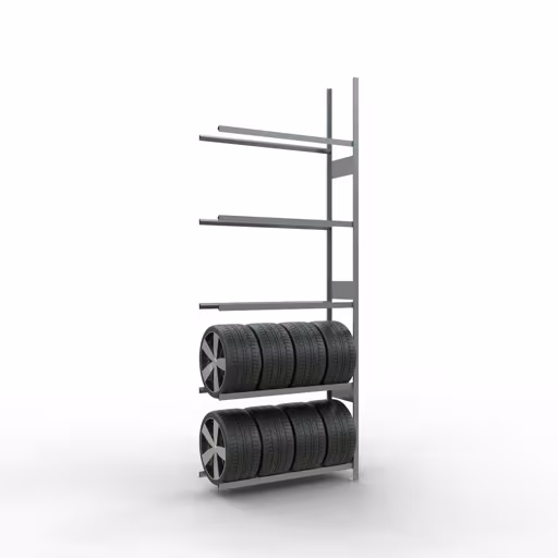 Figuur nr. 10 van het artikel aanbouwrek, wielen-/bandenrek, 3500 x 1300 x 400 mm, verzinkt, 5 opslagniveaus met 150 kg vakbelasting per niveau uit de productgroep stellingrekken van Schulte Lagertechnik.