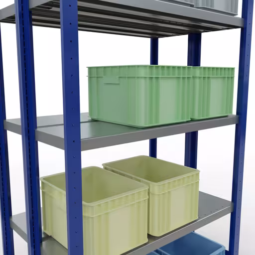 Extra afbeelding van het artikel Basisplank, dubbele plank, plankinsteeksysteem MULTIplus250, 2000 x 1000 x (2x300) mm, 2x5 planken, lengtestangen, RAL 5010 gentiaanblauw uit dubbele planken