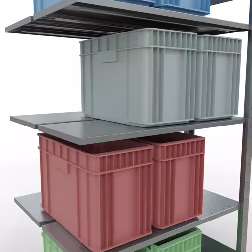 Figuur nr. 15 van het artikel aanbouwrekken, dubbele rekken, stellingrekken, insteeksysteem MULTIplus150, 2000 x 1000 x (2x400) mm, 2x5 planken, lengtestangen, verzinkt uit de stellingstelling productgroep van Schulte Lagertechnik.