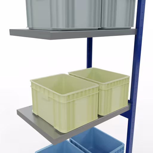 Aanbouwrekken, legbordstellingen, insteeksysteem MULTIplus250, 3000 x 750 x 500 mm, 7 legborden, lengtestangen, RAL 5010 gentiaanblauw/verzinkt/verzinkt van Schulte Lagertechnik uit het assortiment insteeksysteem