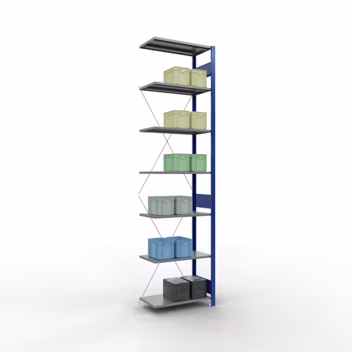 Productafbeelding nr. 13 van het artikel aanbouwplank, legbord, insteeksysteem MULTIplus150, 3000 x 750 x 400 mm, 7 legborden, RAL 5010 gentiaanblauw/verzinkt/verzinkt uit het insteeksysteem-assortiment van Schulte Lagertechnik