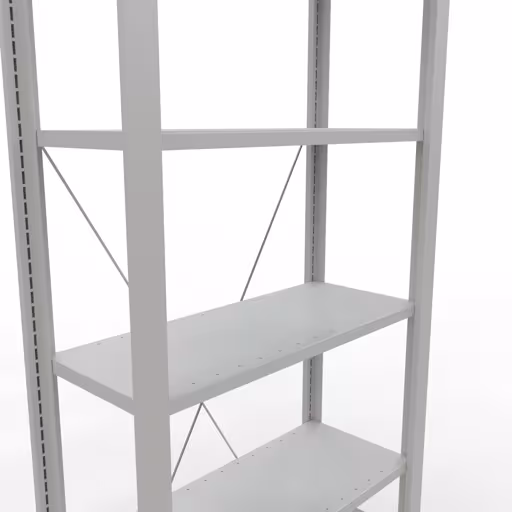 Basisplank, kantoorrek, insteeksysteem MULTIplus85, 2000 x 750 x 300 mm, 6 planken, kruisschoor, zonder aanslaglijst, lichtgrijs van Schulte Lagertechnik uit de categorie kantoorrekken
