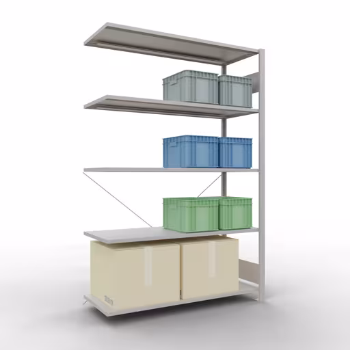 Insteeksysteem opzetplank 2000x1300x500 mm, type 150 kg, lichtgrijs met GTIN 4004514293077 Insteeksysteem opzetplank 2000x1300x500 mm, type 150 kg, lichtgrijs van Schulte Lagertechnik met het artikelnr. 32655-130