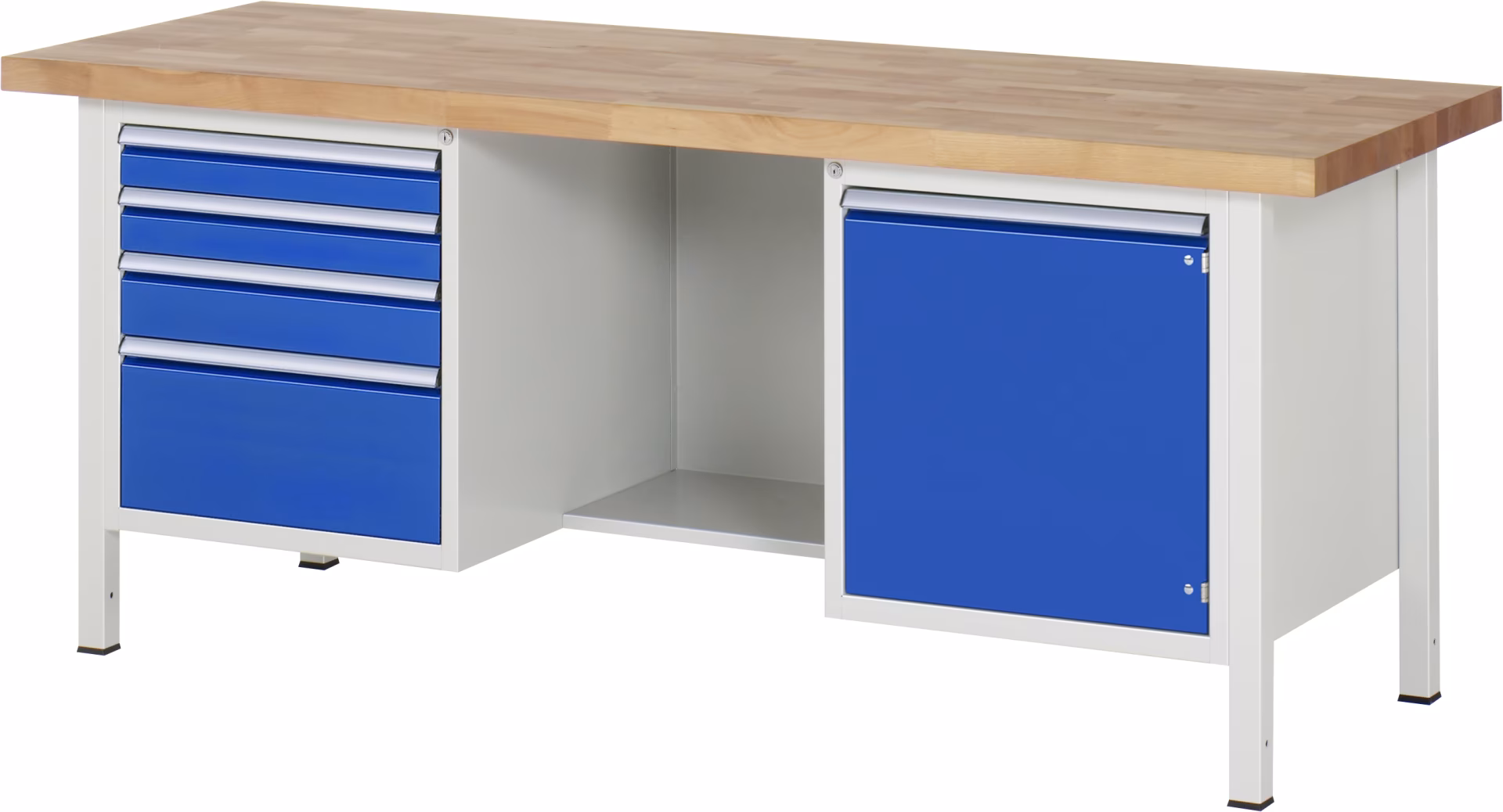 Werkbank in hoogte verstelbaar 8553A2, B2000xD700xH840-1040mm, 4x laden gedeeltelijk uitschuifbaar, 1x deur uit de categorie Werkbanken met het artikelnummer 03-8553A2-207B4H,11