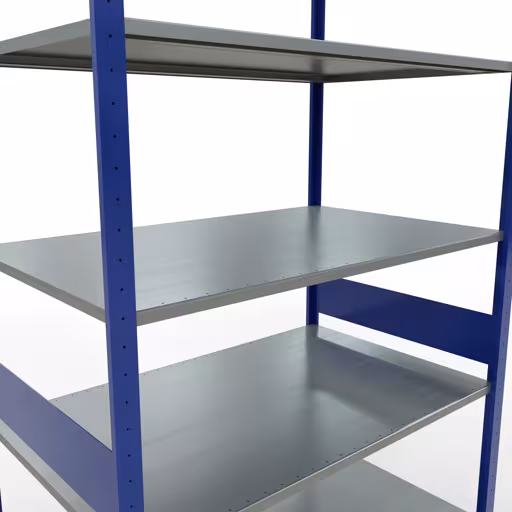 Extra afbeelding van het artikel Basisplank, legbord, insteeksysteem MULTIplus150, 3000 x 1300 x 800 mm (HxBxD), 7 legborden, lengtebalk, RAL 5010 gentiaanblauw/verzinkt Extra afbeelding van het artikel Basisplank, legplank, insteeksysteem MULTIplus150, 3000 x 1300 x 800 mm, 7 legborden, lengtestangen, RAL 5010 gentiaanblauw/verzinkt vanaf basisplank