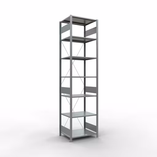 Basisplank, legbord, insteeksysteem MULTIplus150, 3000 x 750 x 600 mm, 7 legborden, kruisschoor, verzinkt van Schulte Lagertechnik uit de categorie insteeksysteem