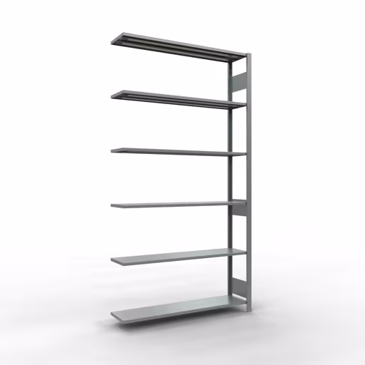 Extra afbeelding van het artikel Aanbouwplank, stellingkast MULTIplus150 insteeksysteem, 2500 x 1300 x 300 mm, 6 legborden, lengtestangen, verzinkt vanaf opzetplank
