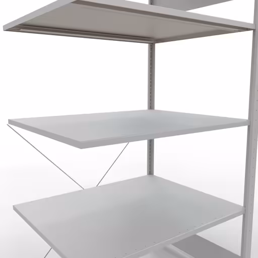 Productafbeelding nr. 12 van het artikel Aanbouwrekken, legbordstellingen, insteeksysteem MULTIplus150, 2000 x 1000 x 800 mm (HxBxD), 5 legborden, kruisschoor, RAL 7035 lichtgrijs Figuur nr. 12 van het artikel aanbouwrekken, legbordstellingen, insteeksysteem MULTIplus150, 2000 x 1000 x 800 mm, 5 legborden, kruisschoor, RAL 7035 lichtgrijs uit de insteeksysteem productgroep van Schulte Lagertechnik.