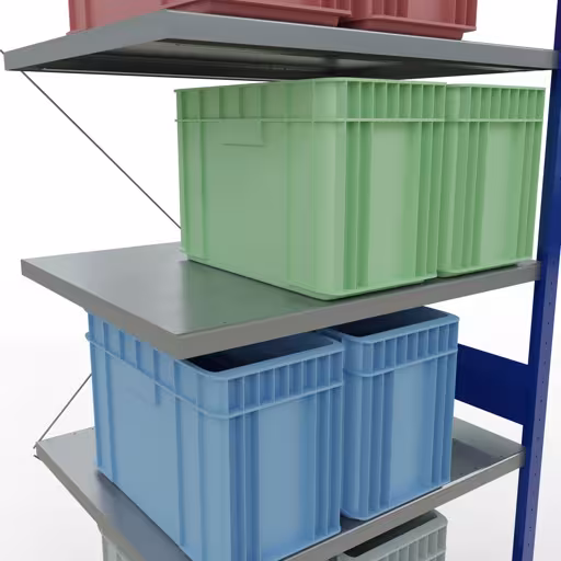 Aanbouwrekken, rekken, insteeksysteem MULTIplus250, 3000 x 1000 x 800 mm, 7 legborden, kruisschoor, RAL 5010 gentiaanblauw/verzinkt van het merk Schulte Lagertechnik uit het assortiment insteeksysteem