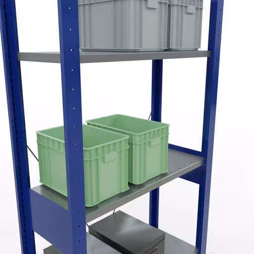 Productafbeelding nr. 14 van het artikel basisrek, legbord, insteeksysteem MULTIplus150, 2500 x 750 x 300 mm, 6 legborden, RAL 5010 gentiaanblauw/verzinkt/verzinkt uit het insteeksysteem assortiment van Schulte Lagertechnik