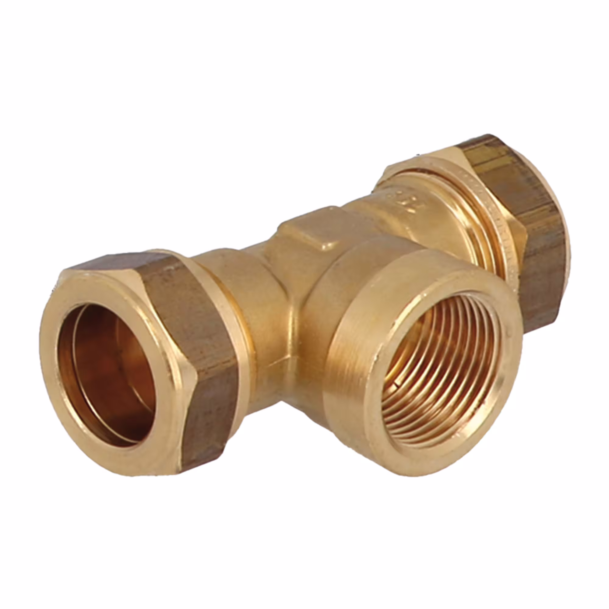 T-stukken met binnendraad, messing knelfitting