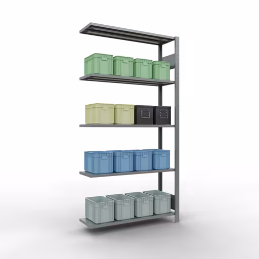 Andere weergave van het artikel Aanbouwplank, legplank, insteeksysteem MULTIplus150, 2000 x 1000 x 300 mm, 5 legborden, verzinkt uit de categorie aanbouwplanken