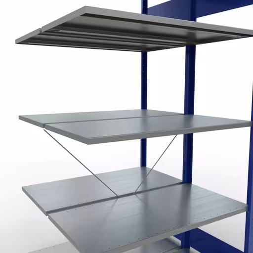 Aanbouwrekken, dubbele rekken, stellingsysteem MULTIplus150, 2000 x 1000 x (2x500) mm, 2x5 planken, kruisschoor, RAL 5010 gentiaanblauw van Schulte Lagertechnik met het artikelnr. 32755-B