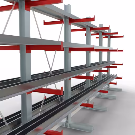 Extra afbeelding van het artikel K 3000 compleet legbord, dubbelzijdig, 2500 x 6500 x 500 mm, RAL 7001 / RAL 3000, 5 opslagniveaus van K3000 voor middelzware goederen