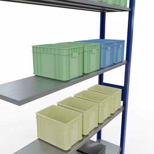 Productafbeelding nr. 15 van het artikel aanbouwplank, legbord, insteeksysteem MULTIplus150, 3000 x 1300 x 300 mm, 7 legborden, RAL 5010 gentiaanblauw/verzinkt uit het insteeksysteem assortiment van het merk Schulte Lagertechnik
