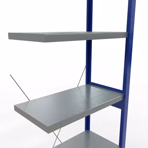 Aanbouwrekken, rekken, insteeksysteem MULTIplus250, 2500 x 750 x 400 mm, 6 planken, RAL 5010 gentiaanblauw/verzinkt/verzinkt van Schulte Lagertechnik uit de categorie insteeksystemen