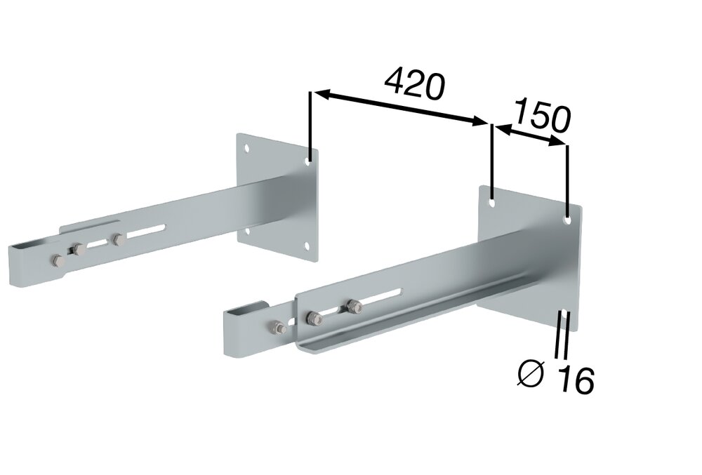 Produktbild (Abb. Ähnlich) 3818954 Munk speciale muurbeugel, stijf 500-600mm, gegalvaniseerd staal