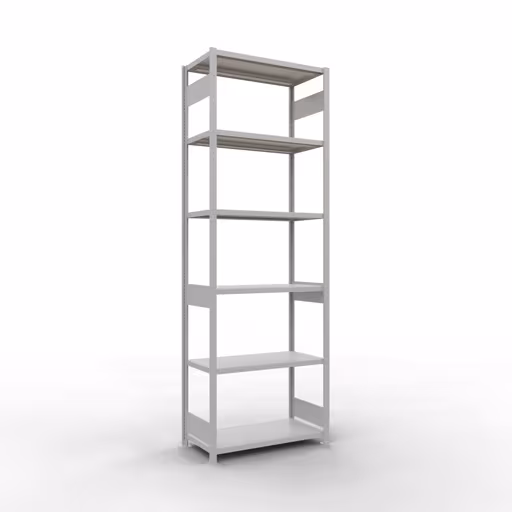Basisplank, legbord, insteeksysteem MULTIplus250, 3000 x 1000 x 500 mm, 7 legborden, lengtestangen, RAL 7035 lichtgrijs van Schulte Lagertechnik uit het assortiment insteeksysteem