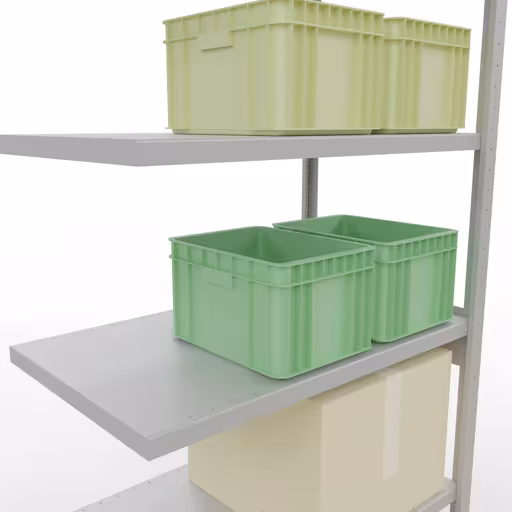 Figuur nr. 9 van het artikel aanbouwrekken, legbordstellingen, insteeksysteem MULTIplus330, 2500 x 1000 x 600 mm, 6 legborden, lengtestangen, RAL 7035 lichtgrijs uit de productgroep insteeksysteem van het merk Schulte Lagertechnik