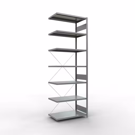 Aanbouwrekken, rekken, insteeksysteem MULTIplus330, 3000 x 1000 x 600 mm, 7 legborden, kruisschoor, verzinkt van Schulte Lagertechnik uit het assortiment insteeksysteem