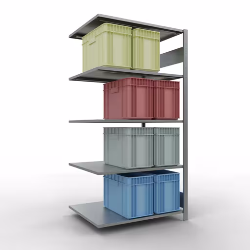 Andere weergave van het artikel Aanbouwplank, legplank, insteeksysteem MULTIplus150, 2000 x 1000 x 800 mm, 5 legborden, verzinkt uit de categorie aanbouwplanken