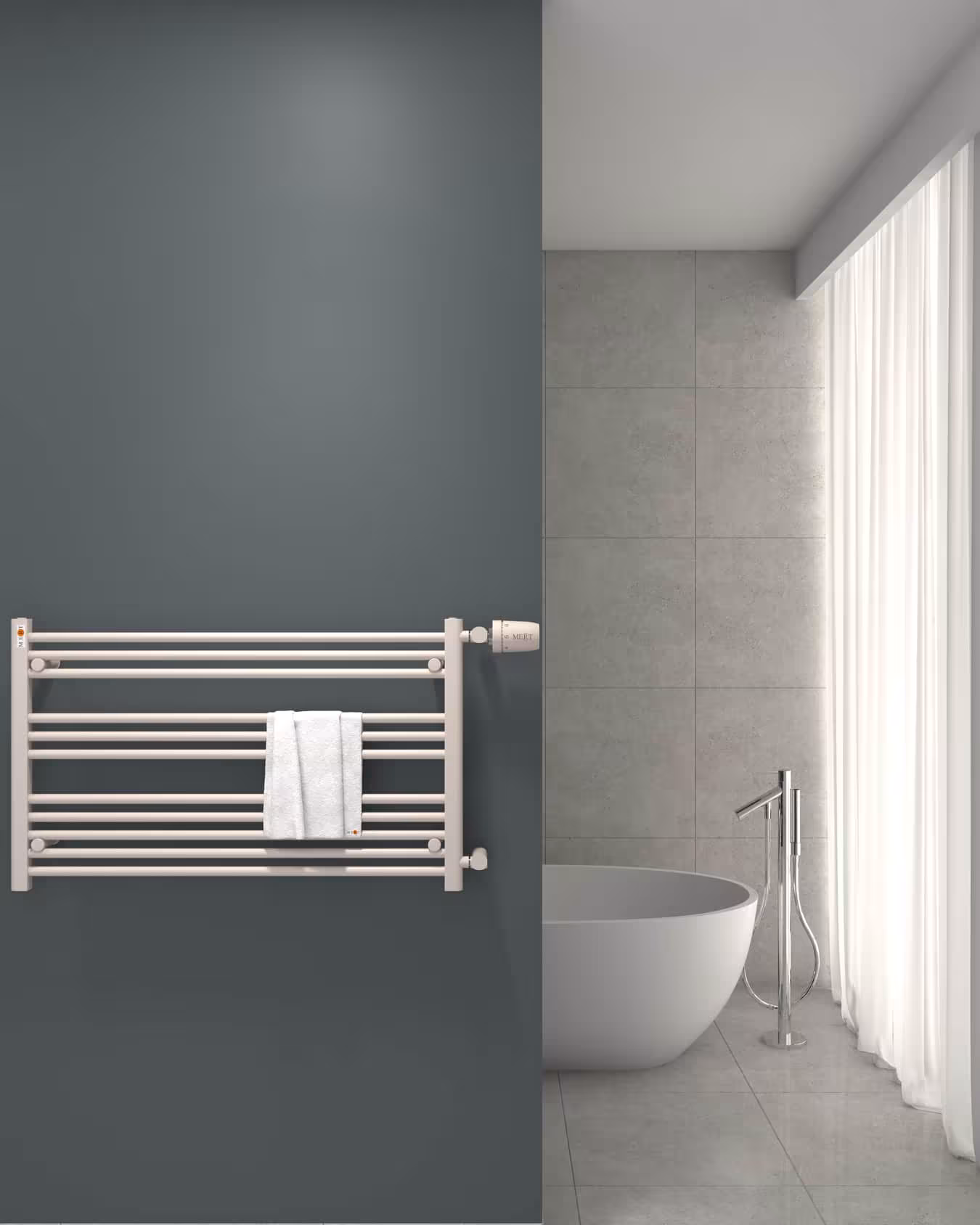 Vervangende badkamerradiator wit recht, 1000 x 600 mm, aansluiting zijkant 500 mm vanaf MERT MERT vervangende badkamerradiator wit recht, aansluiting zijkant, vervangende radiator, art.nr. 1-100x60-ASR-50