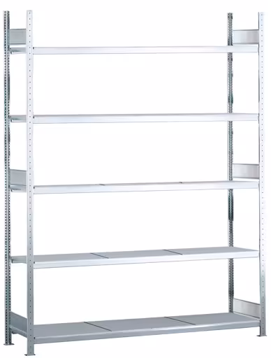 Basisplank, breedvakplank WS 2000 met stalen legborden, 3000 x 2250 x 600 mm (HxBxD), verzinkt, 5 niveaus, vakbelasting 400 kg, vakbelasting 2.000 kg van Schulte Lagertechnik Basisplank, breedvakplank WS 2000 met stalen legborden, 3000 x 2250 x 600 mm (HxBxD), verzinkt, 5 niveaus, vakbelasting 400 kg, vakbelasting 2.000 kg, WS2000, art.nr. 15734