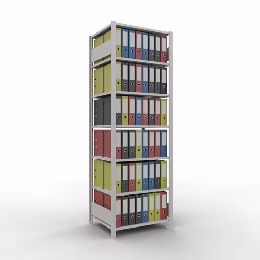 Productafbeelding nr. 13 van het artikel basisplank, kantoorplank, insteeksysteem MULTIplus150, 2300 x 750 x 600 mm, 7 planken, lengtestangen, met middenaanslag, lichtgrijs Figuur nr. 13 van het artikel basisplank, kantoorplank, insteeksysteem MULTIplus150, 2300 x 750 x 600 mm, 7 planken, met middenaanslag, lichtgrijs uit de productgroep kantoorplanken van het merk Schulte Lagertechnik.