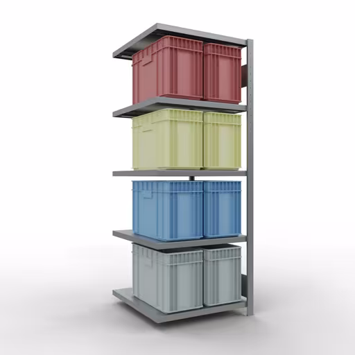 Figuur nr. 9 van het artikel aanbouwrekken, legbordstellingen, insteeksysteem MULTIplus250, 2000 x 750 x 800 mm, 5 legborden, verzinkt uit de productgroep insteeksysteem van het merk Schulte Lagertechnik.