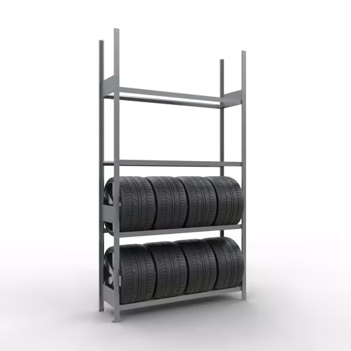 Figuur nr. 13 van het artikel basisrek, wielen-/bandenrek, 2750 x 1500 x 400 mm, verzinkt, 4 opslagniveaus met 150 kg vakbelasting per niveau uit de productgroep stellingrekken van Schulte Lagertechnik.
