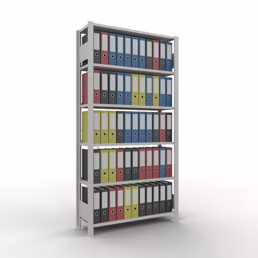 Productafbeelding nr. 14 van het artikel basisplank, kantoorplank, insteeksysteem MULTIplus85, 2000 x 1000 x 300 mm, 6 planken, kruisschoor, met aanslaglijst, lichtgrijs Afbeelding nr. 14 van het artikel, kantoorrekken, insteeksysteem MULTIplus85, 2000 x 1000 x 300 mm, 6 planken, met aanslaglijst, lichtgrijs uit de productgroep kantoorrekken van Schulte Lagertechnik